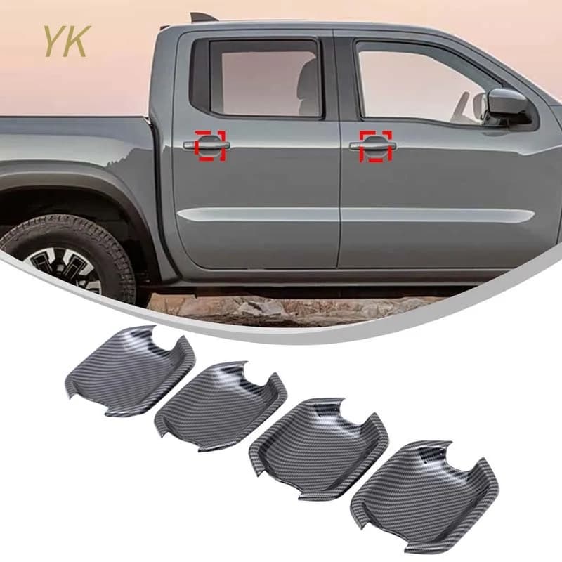 For Nissan Frontier 2020-2021 ABS Carbon Fibre Car Door Handle Door Bowl Cover Trim Stickers Car Accessories