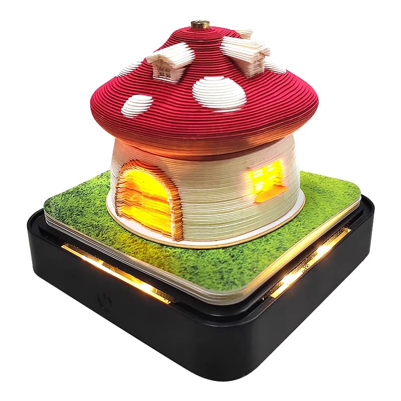 Omoshiroi Block 3D Notepad 2026 Calendar Cute Mushroom Ornament Led Memo Pad Office Calendars Desktop Decoration Birthday Gift