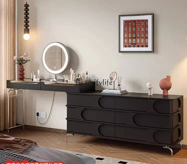 54Home dresser, chest cabinet integrated, black retro medieval style storage cabinet, art gallery dressing table