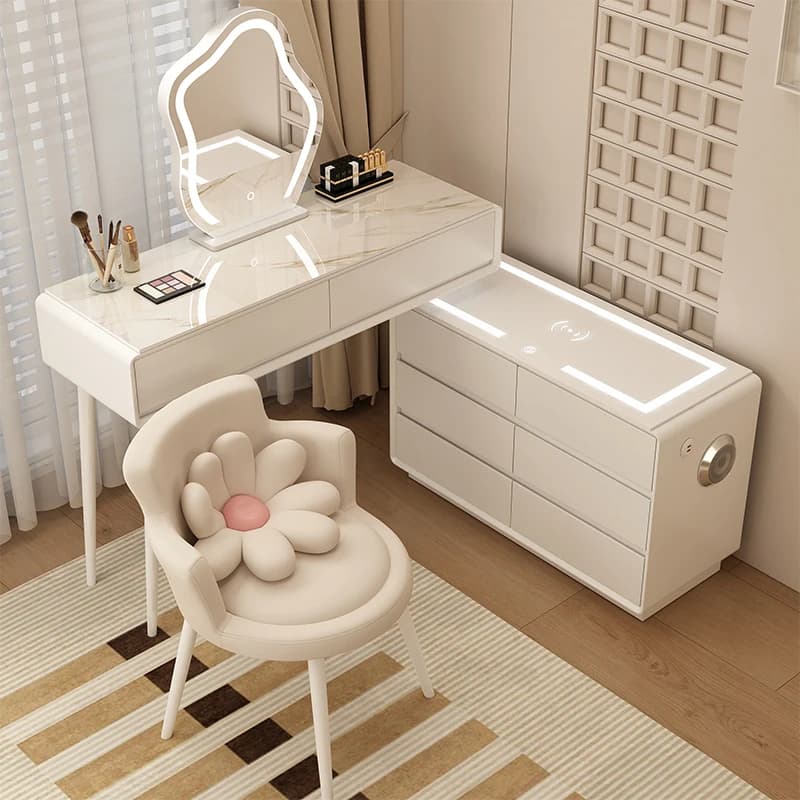 Vintage Simple Vanity Table Dest European Huge Saving Glass Dressing Table Drawer Mirror Makeup Tafel Furnitures For Bedroom