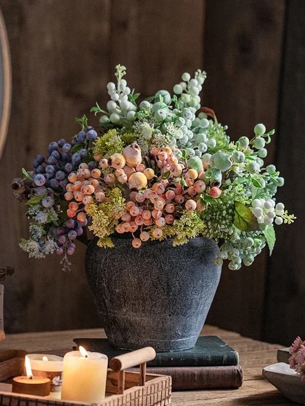 High-end realistic living room dried flower bouquet floral ornament flower arrangement decoration
