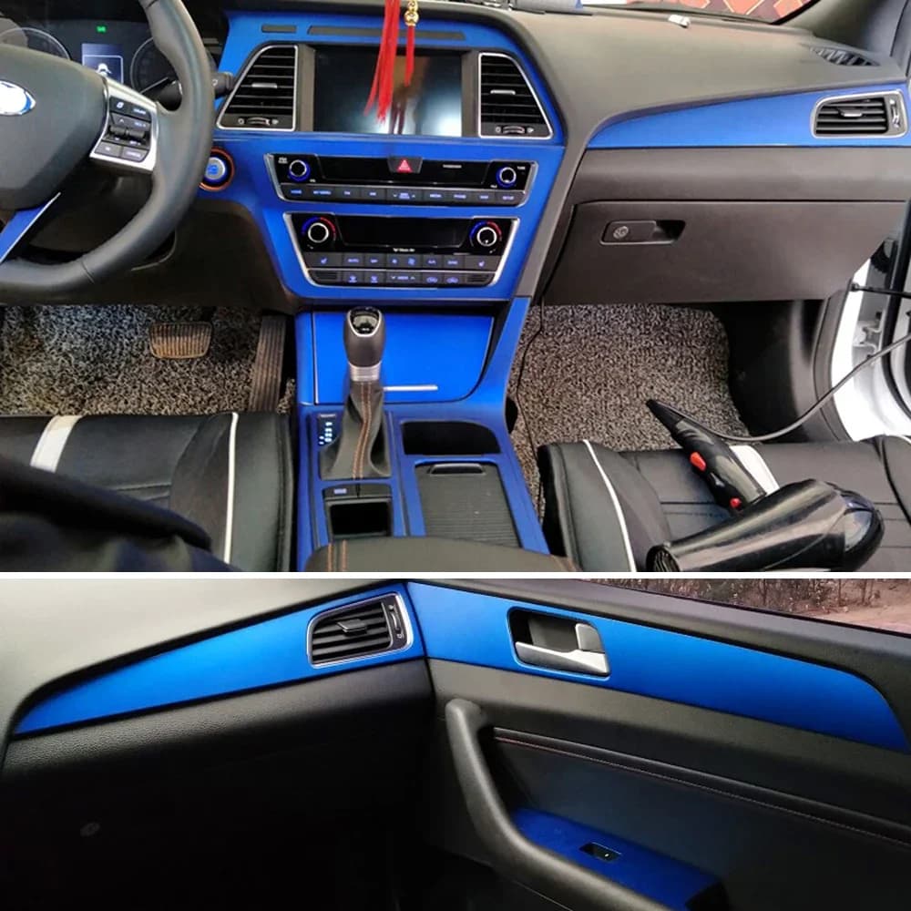 For Hyundai Sonata 9 2015-2017 Interior Central Control Panel Door Handle 3 Carbon Fiber Stickers Decals Car Styling Accessorie