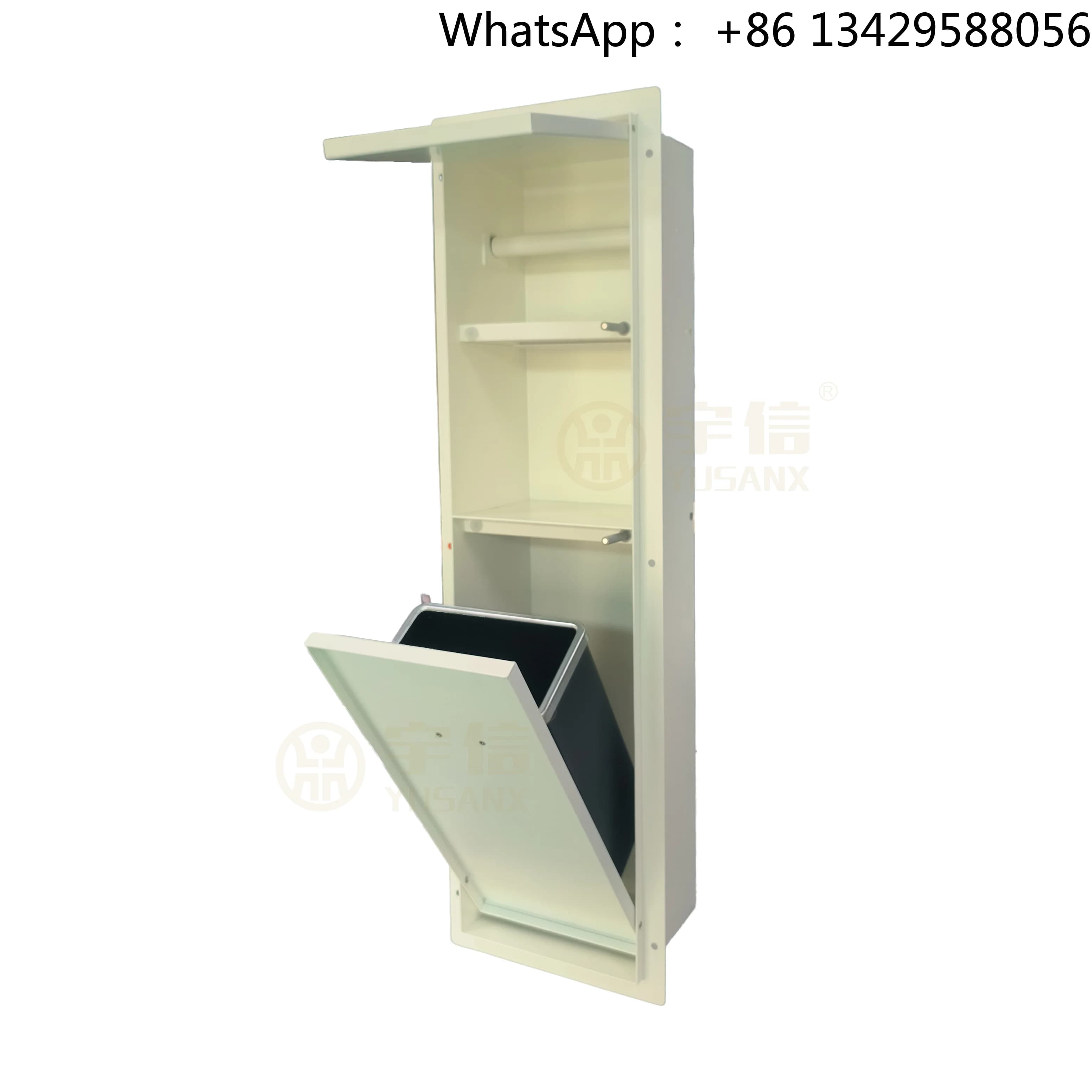Rimless Wall Recessed Tissue Box Trash Can Niche with Phone Shelf Storage Concealed Paper Holder Refuse Bin for Hotel Bathroom