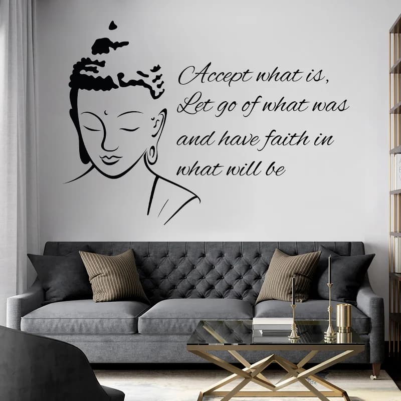 Religious Culture Temple Quotes Buddha Wall Sticker Yoga Vinyl Home Decor Living Room Bedrom Wall Decals Removable Murals 3B61
