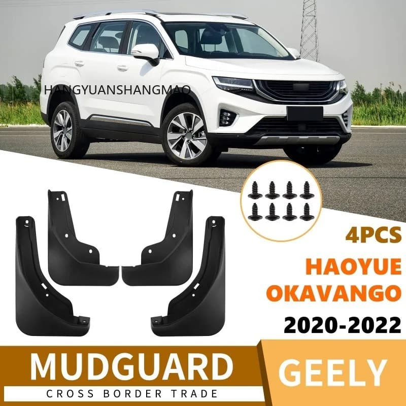 Car Mud Flaps Splash Guards for Geely Haoyue Okavango 2020-2022 Exterior Accessories Set of 4 Black Tire Fender Protectors