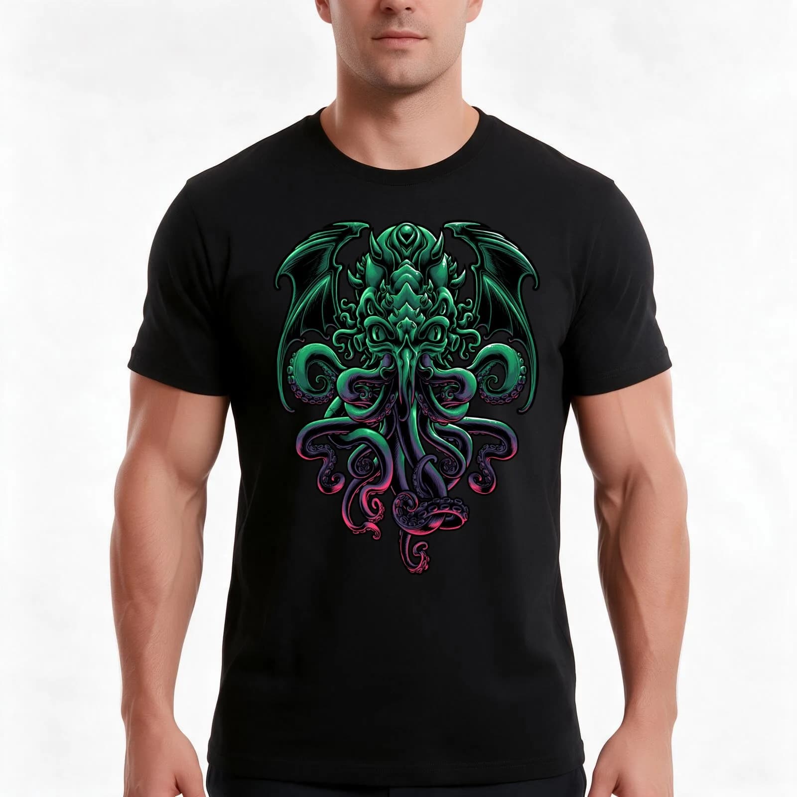 Cthulhu Master of Rlyeh T-Shirt, Summer Casual Cotton Tee, Oversized Streetwear Tops, Vintage Graphic Print, Unisex Men Women