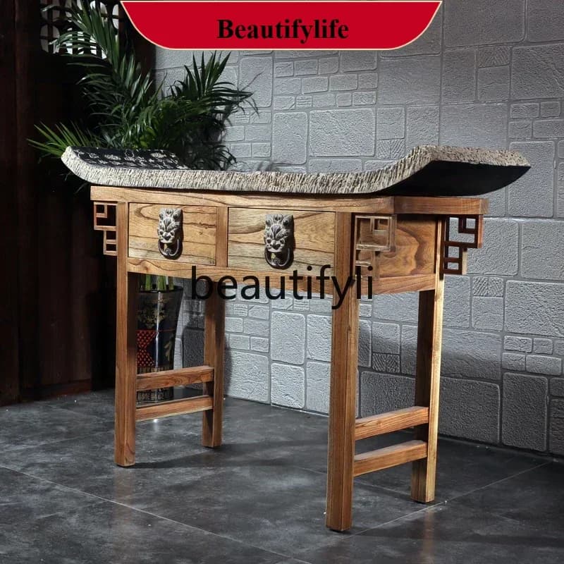 D178   New Chinese-style solid wood entrance table against the wall, entrance cabinet, narrow table, altar table, entrance rack