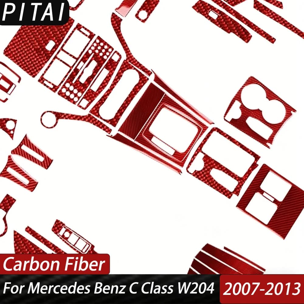 For Mercedes Benz C Class W204 2007-2013 Red Carbon Fiber Reading Light Panel decoration Strips Car Interior Accessories Sticker