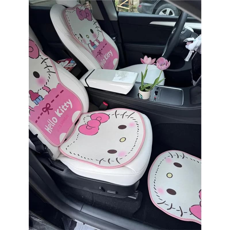 Hello Kitty Car Seat Cover Front Rear Cushion Comfortable Breathable Protector Mat Four Season Pad Auto Interior Accessories