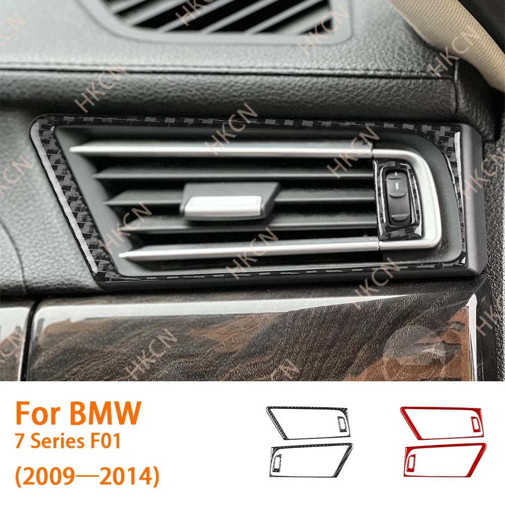 For BMW 7 Series F01 2009-2014 Carbon Fiber Dashboard Sides Air Outlet Panel decorative Cover Interior Sticker Kit