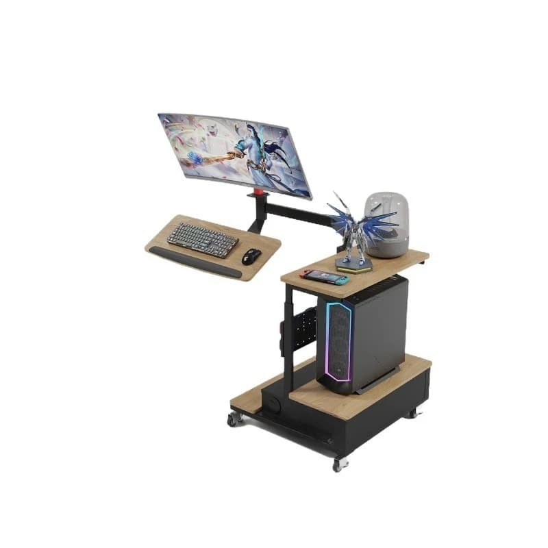 Small household with wheel movable lifting computer desk