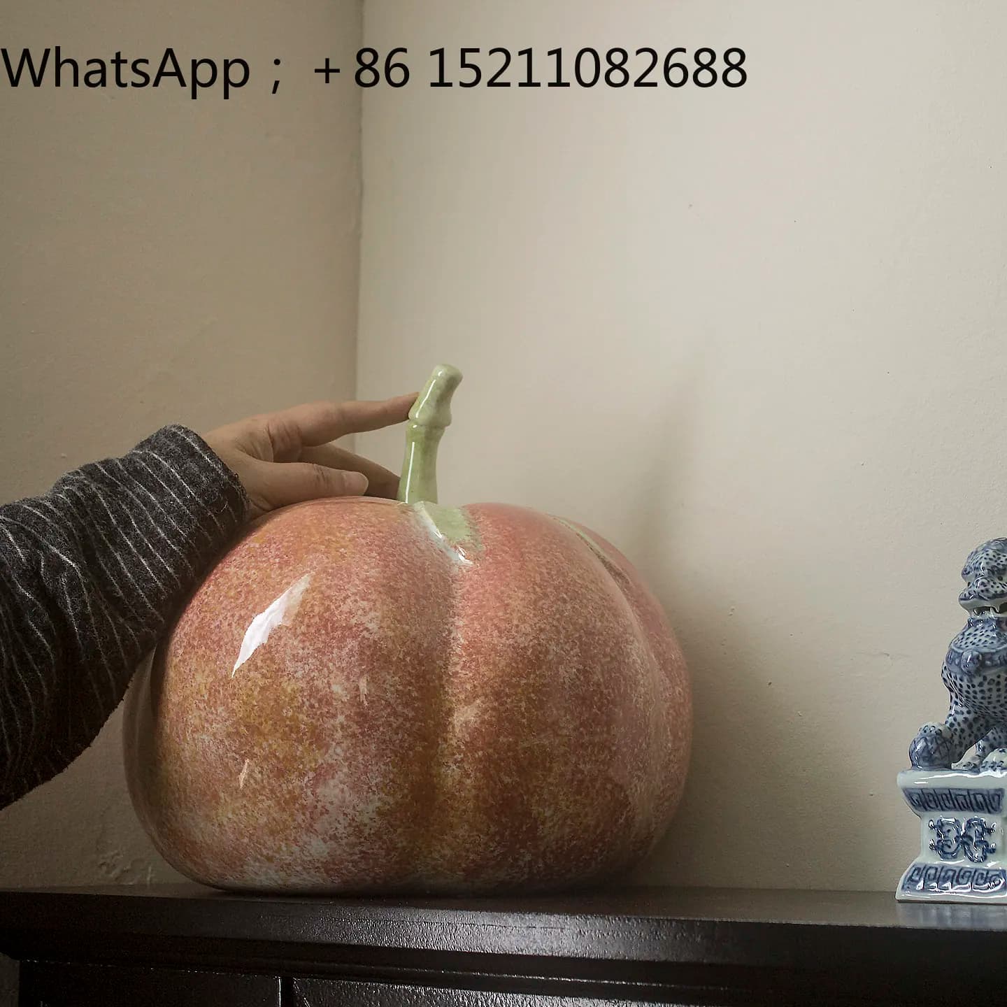 LLY New Chinese Home Furnishing Ceramic Pumpkin "Fan'an" Medieval Style Living Room Niche Auspicious Creative Ornament