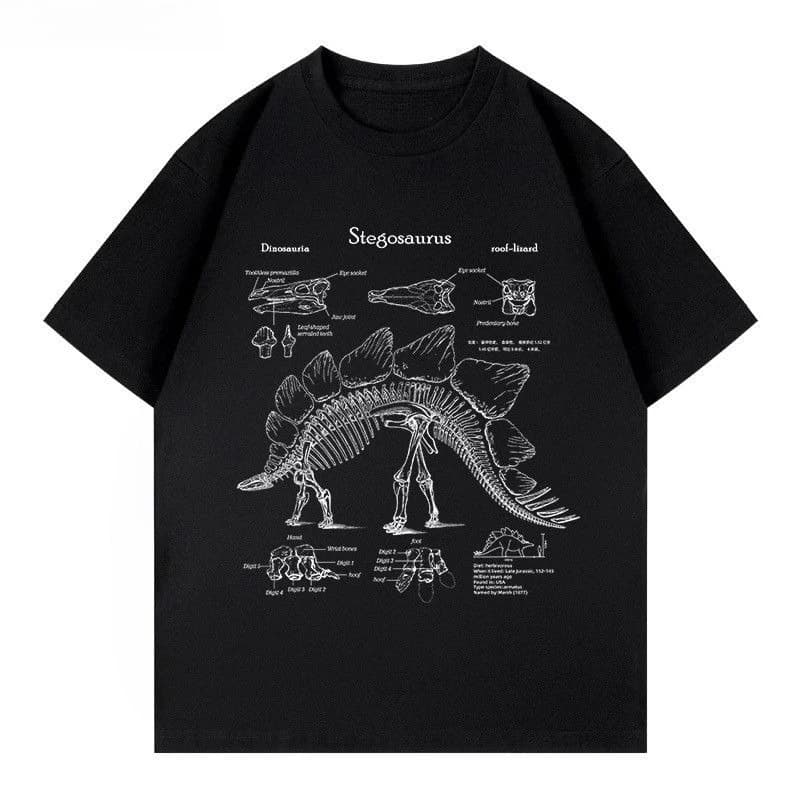 Stegosaurus T Shirt 2026 New Dinosaur Analysis 100% Cotton Men Unisex Oversized Vintage Archaeology Paleontology Science Top