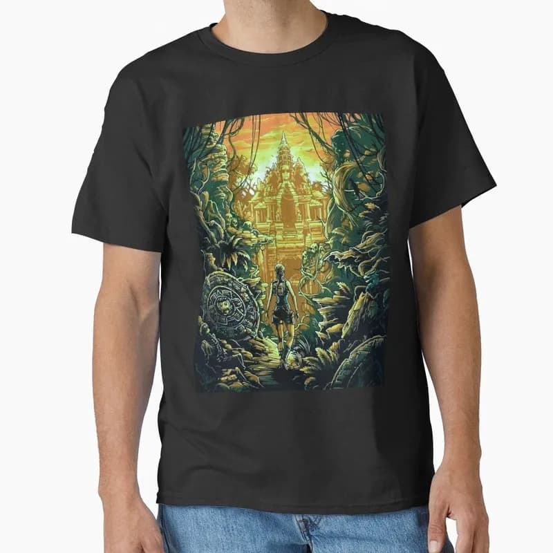 Retro Video game Tomb Raider Angel of Darkness Lara Croft Gift t shirt for gamer 1016 Short Sleeve Graphic Clothes US Size Tee