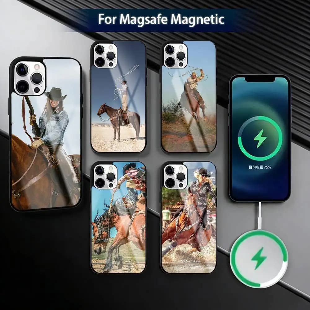 Western Style C-Cowboy Phone Case For iPhone17,16,15,14,13,12,11 Plus,Pro Magnetic For Magsafe Wireless Charging