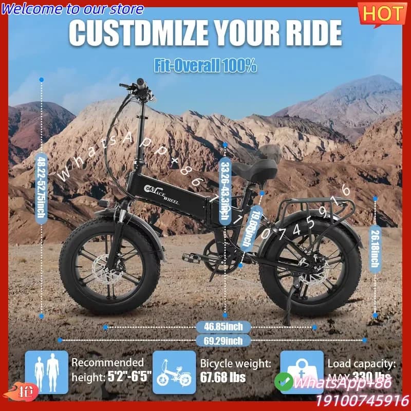 CE 20 Inch Tire Mini 7-Speed Electric City Bicycle Aluminum Alloy 500W Brushless Motor 48V 15AH 60km Long Range Folding