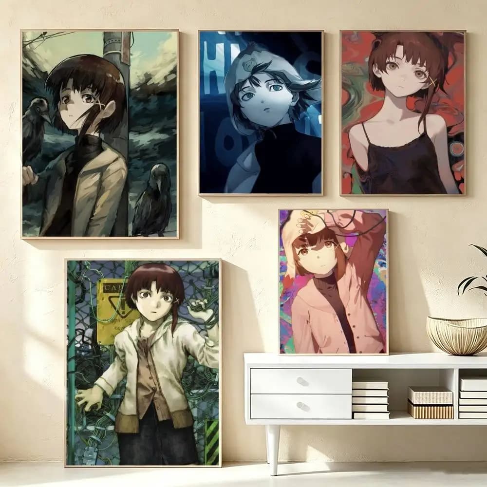 S-Serial Experiments Lain Iwakura  Poster Waterproof Wall Art Sticker For Bar Living Room Vintage Decor High Quality Print Gift