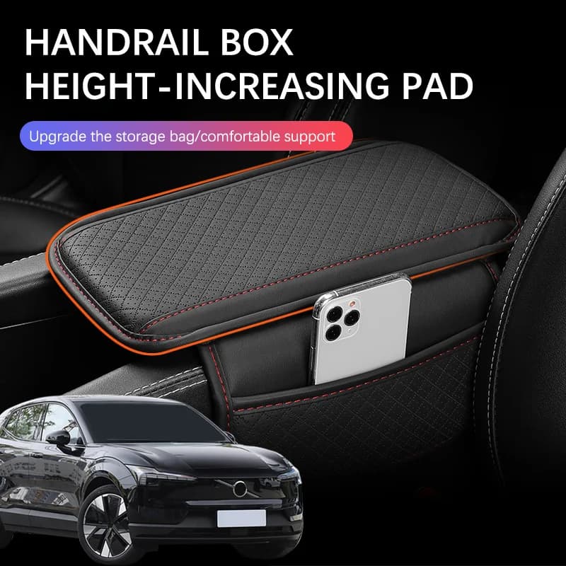 Car Armrest Box Pad with Side Storage Bag Center Armrest Protective Cushion Support For Volvo EX30 EX90 XC100 C40 R Design