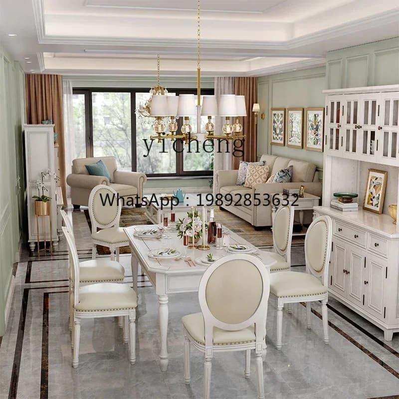 AB American solid wood dining table and chair combination home restaurant Nordic style rectangular dining table