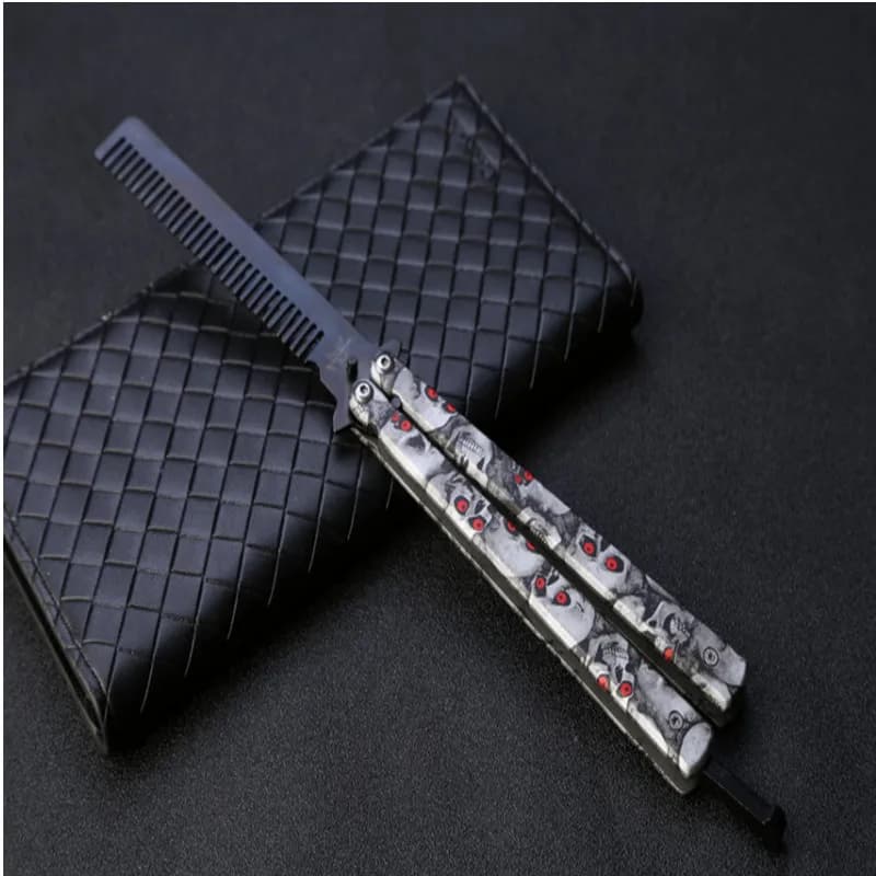 Portable Comb Stainless Steel Foldable Salon Hair Styling Tools Butterfly Knife Training Tools
