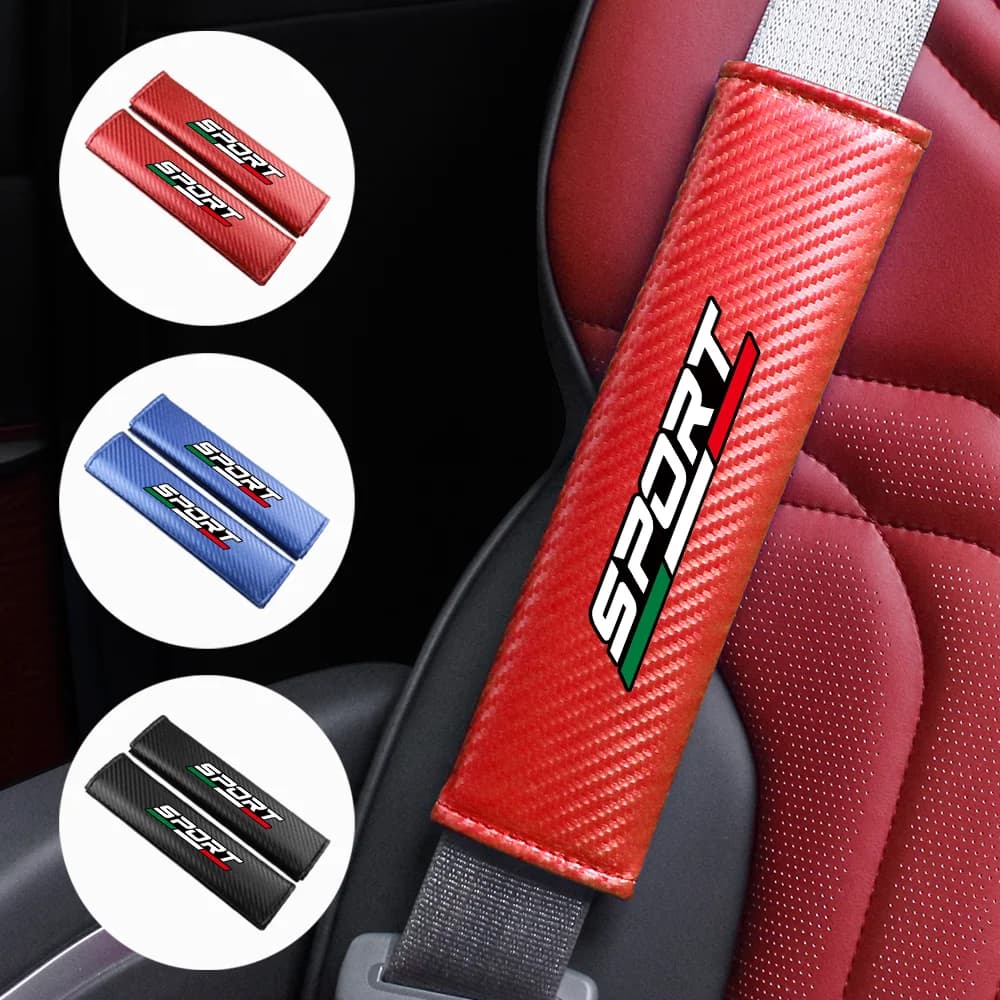 Sport Carbon Fiber Car Seat Belt Cover Seatbelt Shoulder Strap Protector Pad For Fiat Ducato 500 500L 500X Panda Grande Punto