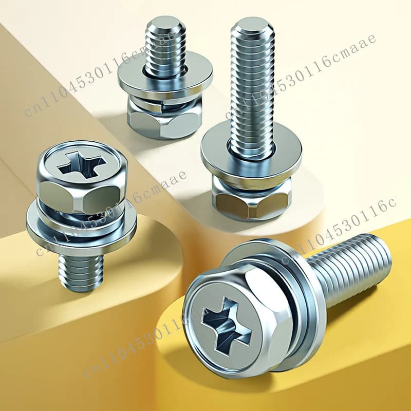 Hot-selling industrial accessories galvanized cross hexagonal three-combination screw outer hexagonal combination screw
