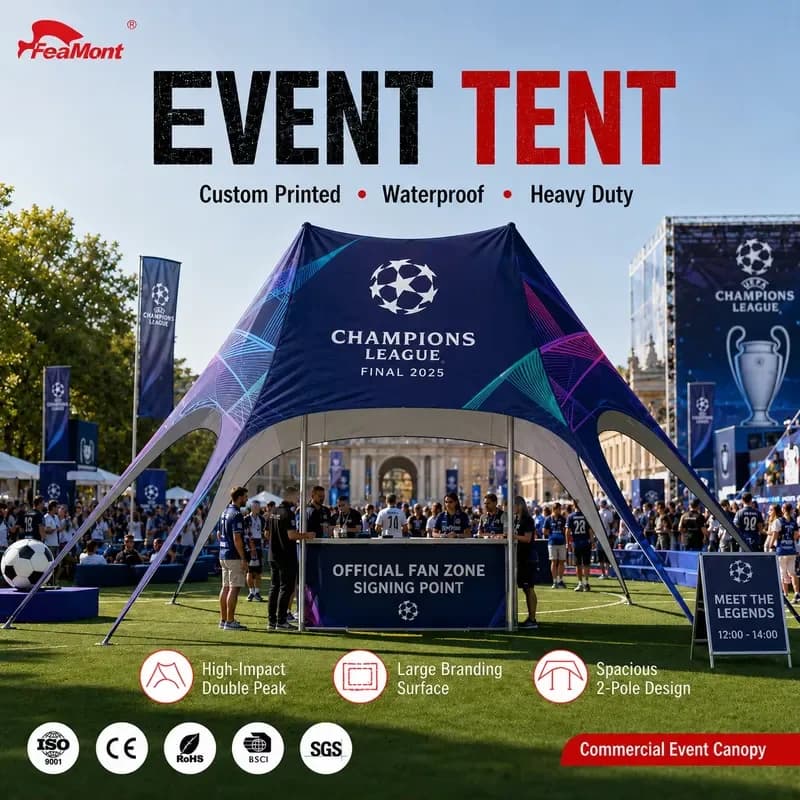 FEAMONT Large Span Star Tent UV Protection Shade Marquee for UK Football Tournament Fan Zone Outdoor Sports Event Canopy