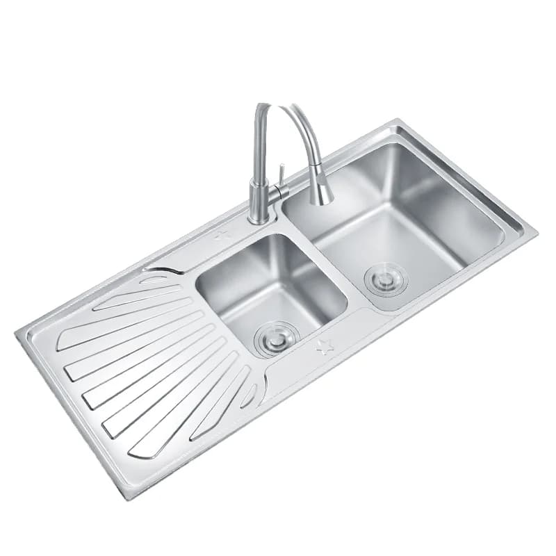 Large kitchen sink Double square bowl Stylish charming design Stainless steel kitchen sink