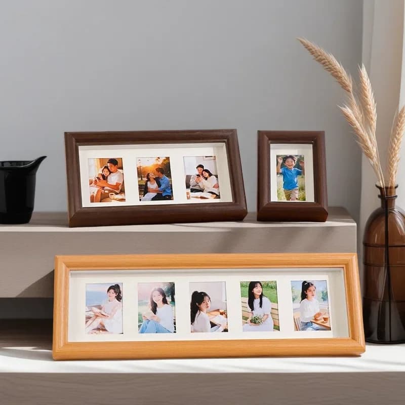 DIY 3in Photo Frame Display Stand Multi-Grid Couple MDF Wedding Small Picture Frame Home Decor Desktop Gift