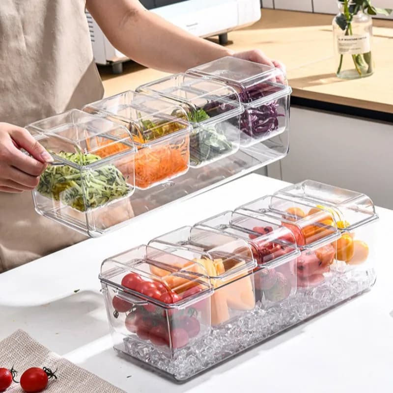 Kitchen compartment storage box Fruit and vegetable storage fresh-keeping box Transparent plastic multi-functional storage box