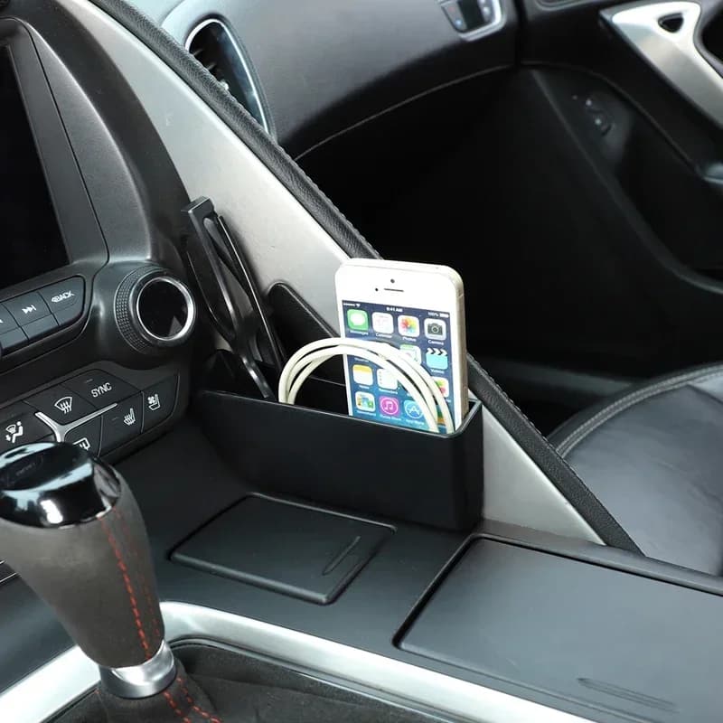 For 2014-2019 Chevrolet Corvette C7 Z06 ABS black style car styling car gear multi-function storage box car interior accessories