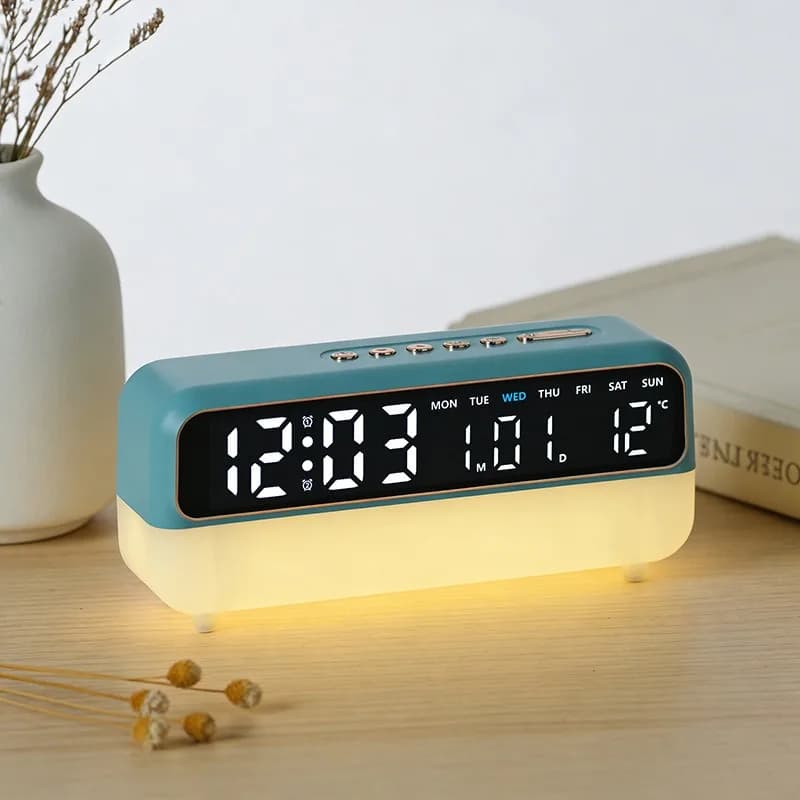 LED Digital Alarm Clock Warm Night Light Temperature Date Week Display Snooze USB Bedroom Desk Clock Optional Student Home