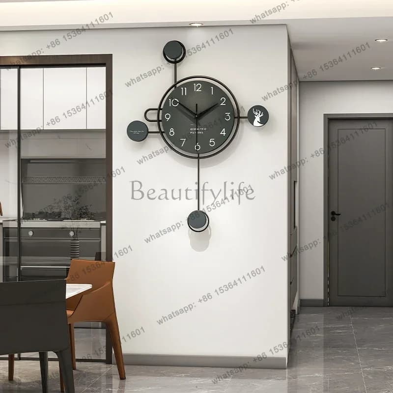 Nordic Round Wall Clock Minimalist Silent Metal Frame Scandinavian Design for Living Room Office Bedroom Modern Home Decor