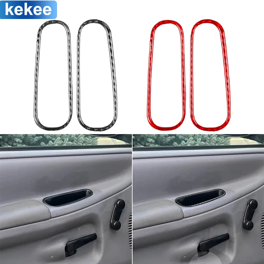 For Dodge Ram 1998 1999 2000 2001 2002 Both Side Speaker Rings Cover Real Carbon Fiber Sticker Car Interior Moulding Accessories