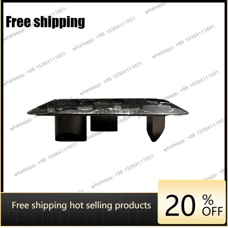 XX Italian minimalist marble coffee table rectangular round stainless steel