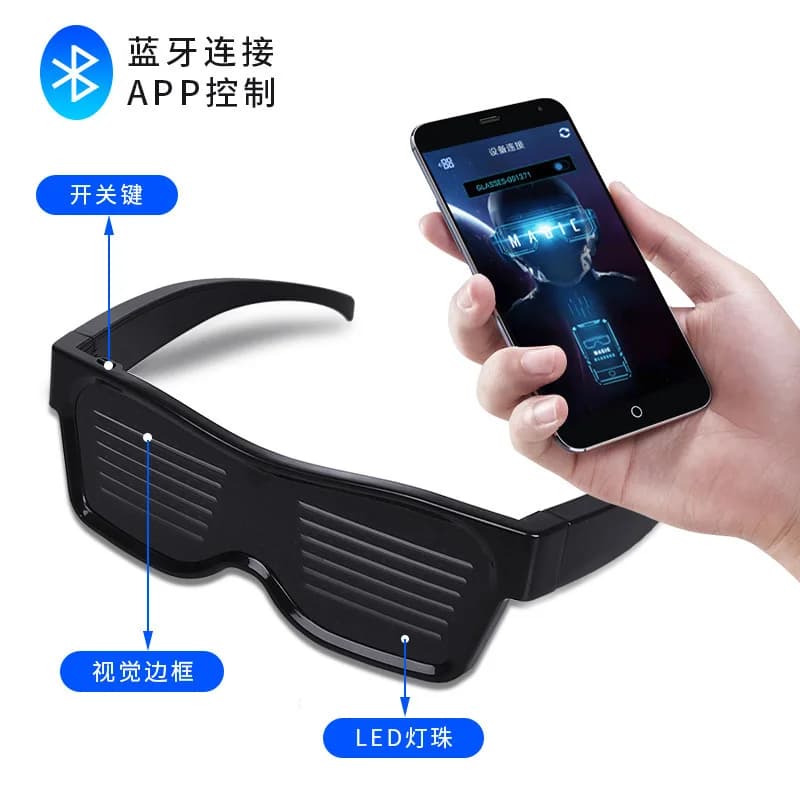 Bluetooth Luminous Glasses Christmas Bar Dancing Party  Blinds Dynamic APP Luminous  USB Charging
