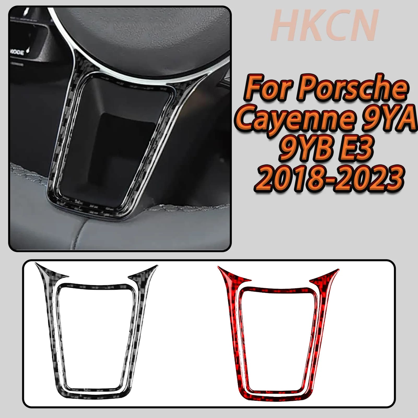For Porsche Cayenne E3 9YA 9YB 2018-2023 Car Steering Wheel Chin Panel Frame Decorative Carbon Fiber Interior Accessory Sticker