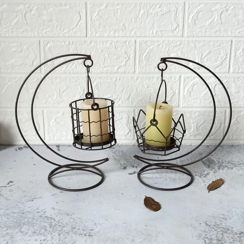 Nordic single hanging square round crown hanging chair shaped hanging basket candlestick ornament bedroom aromatic home candle
