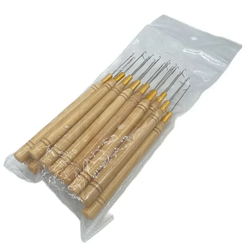 20 pcs Woods Hooks Pullings Needles with small hooks professinals for 2.9mm nanos rings Micros rings hair extensions tools