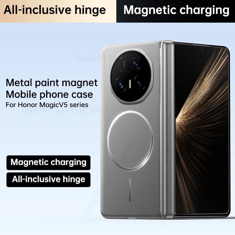 For Magsafe Hinge Case For Honor Magic V6 V5 V3 V2 Wireless Charger Metal Paint Magnet Shockproof Cover For HONOR Magic VS3 Vs2