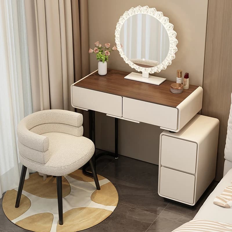 Brown European Dressing Table Storage Lighting Clothing Mirror Dressing Table Modern Europa Postazione Makeup Furniture Bedroom