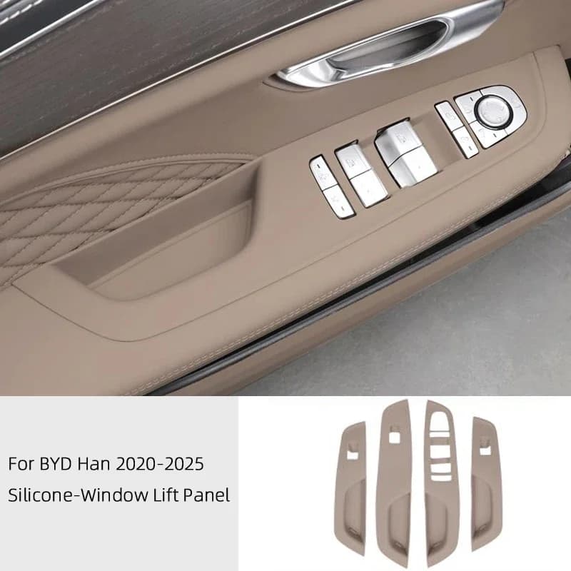 Leather Overlays Interior Trim for BYA Han EV Dmi Dmp 2020 2021 2022 2023 2024 2025 Center Console Gear shift Panel, Door Pad