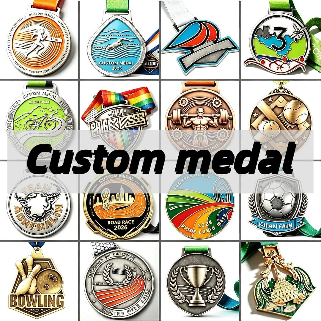 Personalized Design Metal Logo Medal, Custom Medal Zinc Alloy 3D Enamel for Running Soccer Cycling Swimming