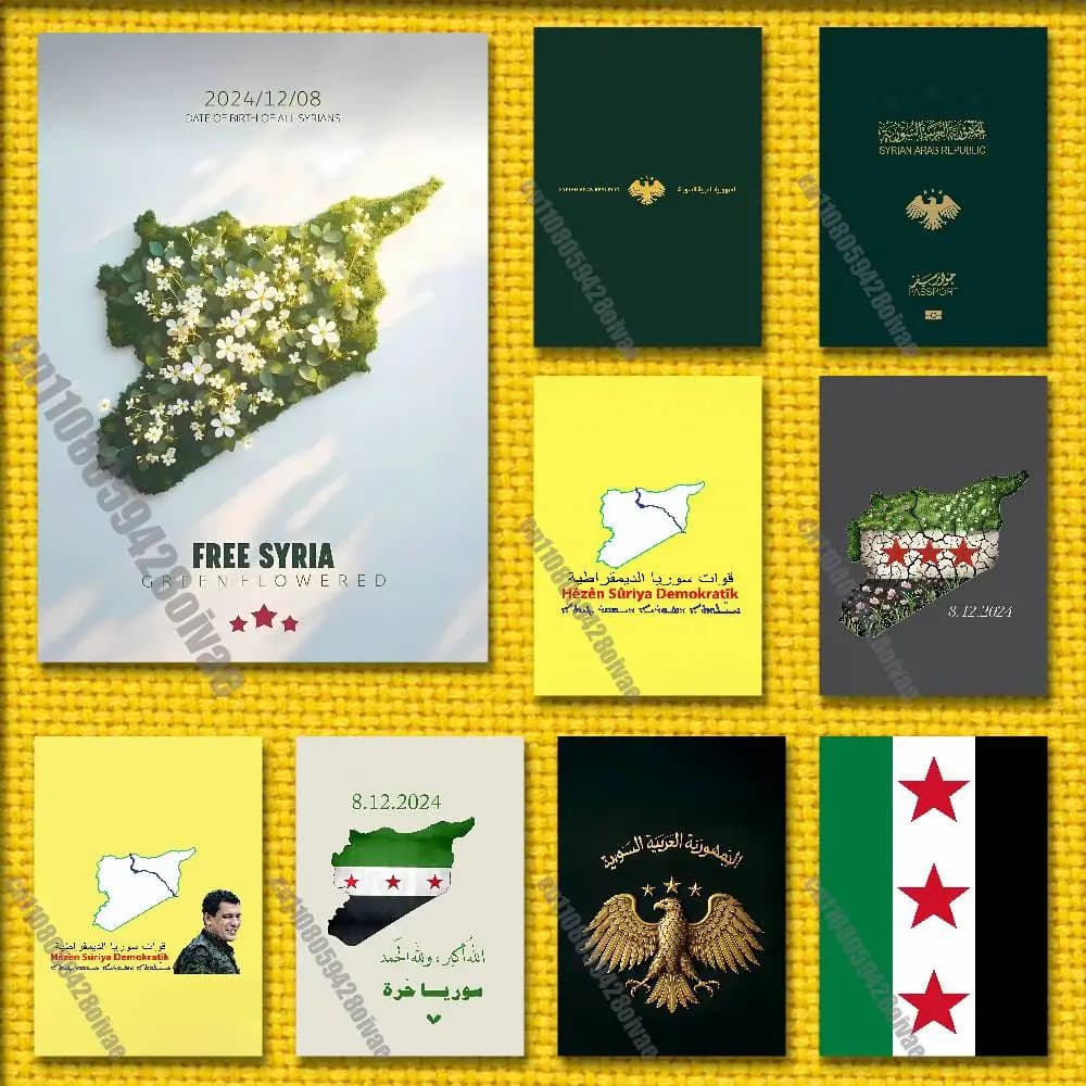 Syria Syrian Democratic Forces Flag Map Poster Sticker Suitable For Home Decoration 10x15cm Self-adhesive Gifts Playbill Case