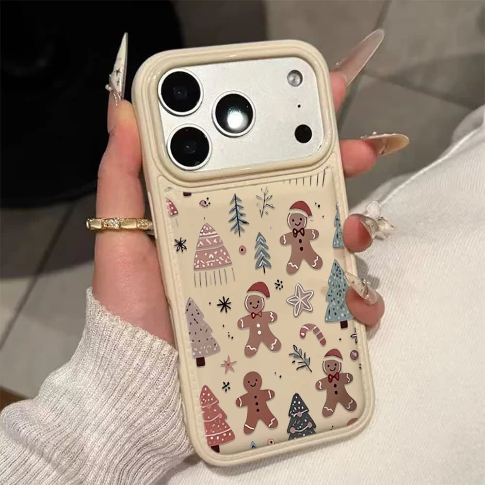Cute Christmas Theme Pattern Phone Case For iPhone 17 16 15 14 Plus 13 12 11 Pro Max 17Air Creative Design Phone Cover