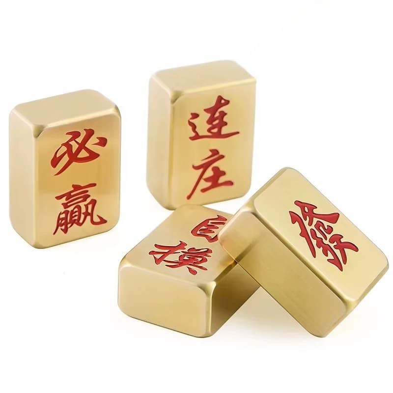 Brass gold mahjong custom lettering purple copper personalized household hand rubbing mahjong tiles
