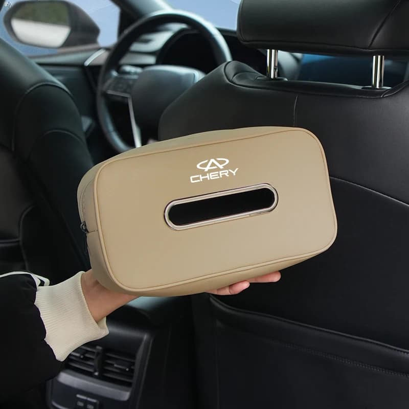 Car Mounted Tissue Box Leather Backrest Hanging Tissue Bag Accessories For Chery Tiggo 5 2 3 7 PRO 8 5X IQ QQ Fulwin Face