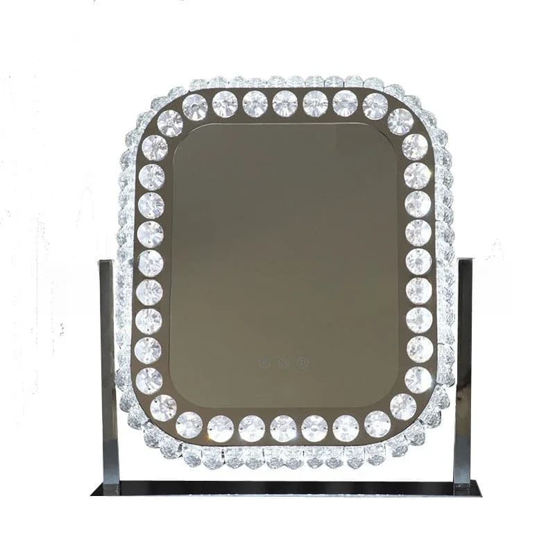 Dressing mirror ins Internet celebrity led makeup mirror with lamp mirror girl crystal desktop large intelligent fill