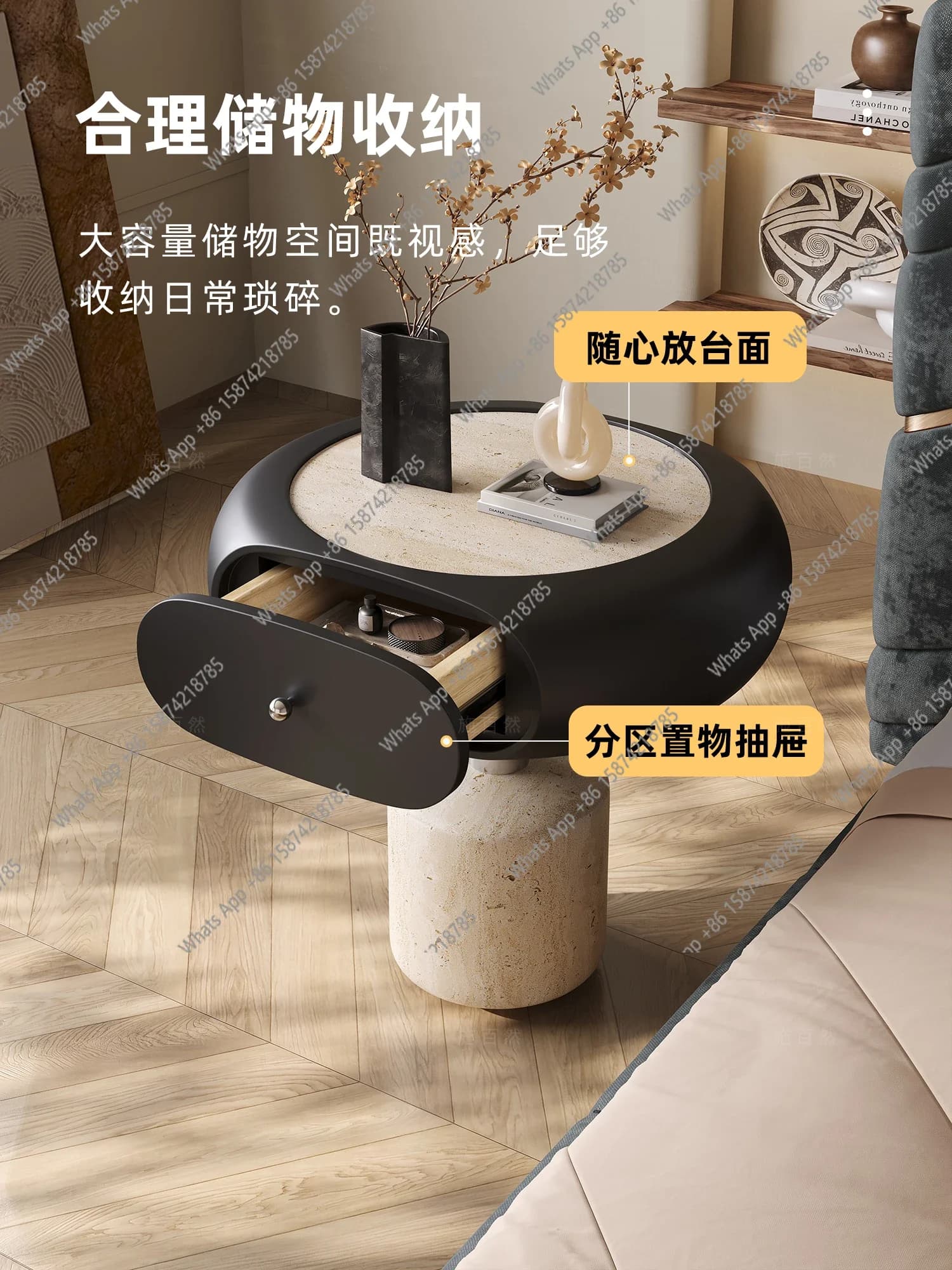 MX Designer Minimalist Bedside Table Household Bedroom Bedside Table Light Luxury Living Room Sofa Side Cabinet Design Sense