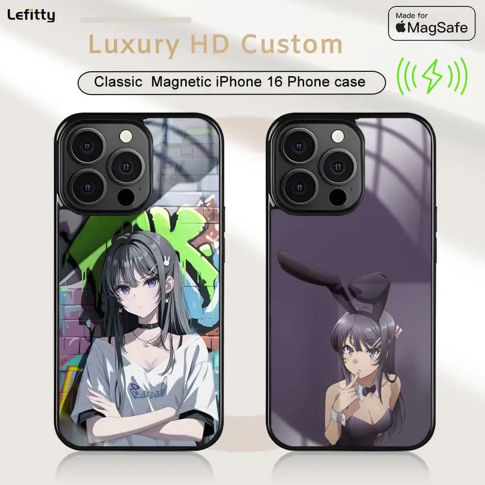 Anime Mai S-Sakurajima Phone Case MagSafe Magnetic For iPhone 16 15 14 13 12 11 Pro Plus Max Mini Wireless Charger Funda